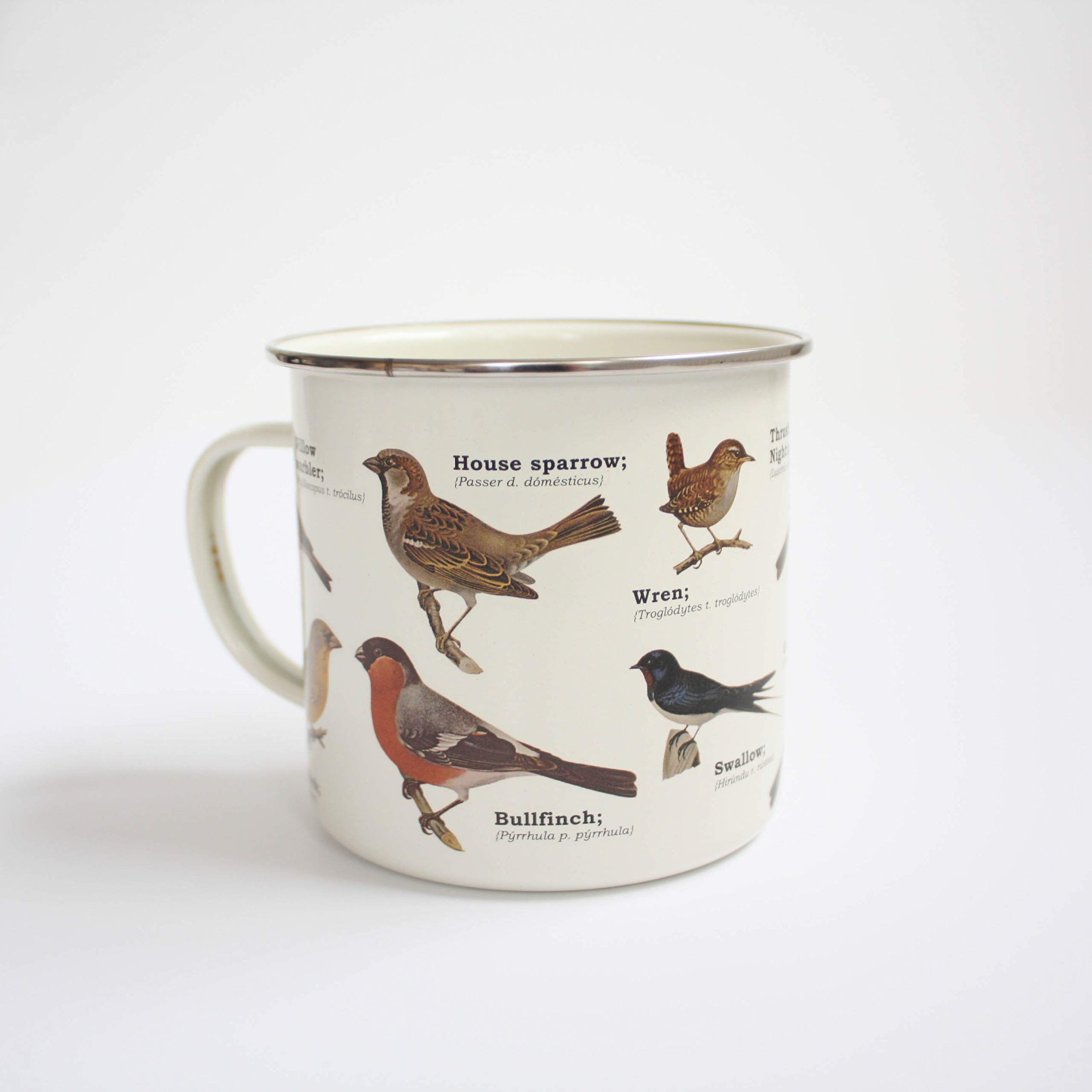 Gift Republic Ecologie Garden Birds Enamel Mug, Aluminum, Multicolor ,GR270086, 450 milliliters
