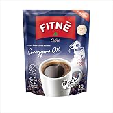 FITNE Instant Black Coffee Packets With Coenzyme Q10 L Carnitine High Antioxidant Low Calories Vegan Non Dairy No Sugar Sucralose Sweetener, 10 Sachets