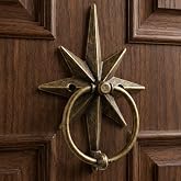 Shimeyao Antique Brass Bethlehem Star Door Knockers for Front Door | 7.9 Inch Star Door Handle, Gate Knocker Handle Pull for Accessories Home Courtyard European Country Decor
