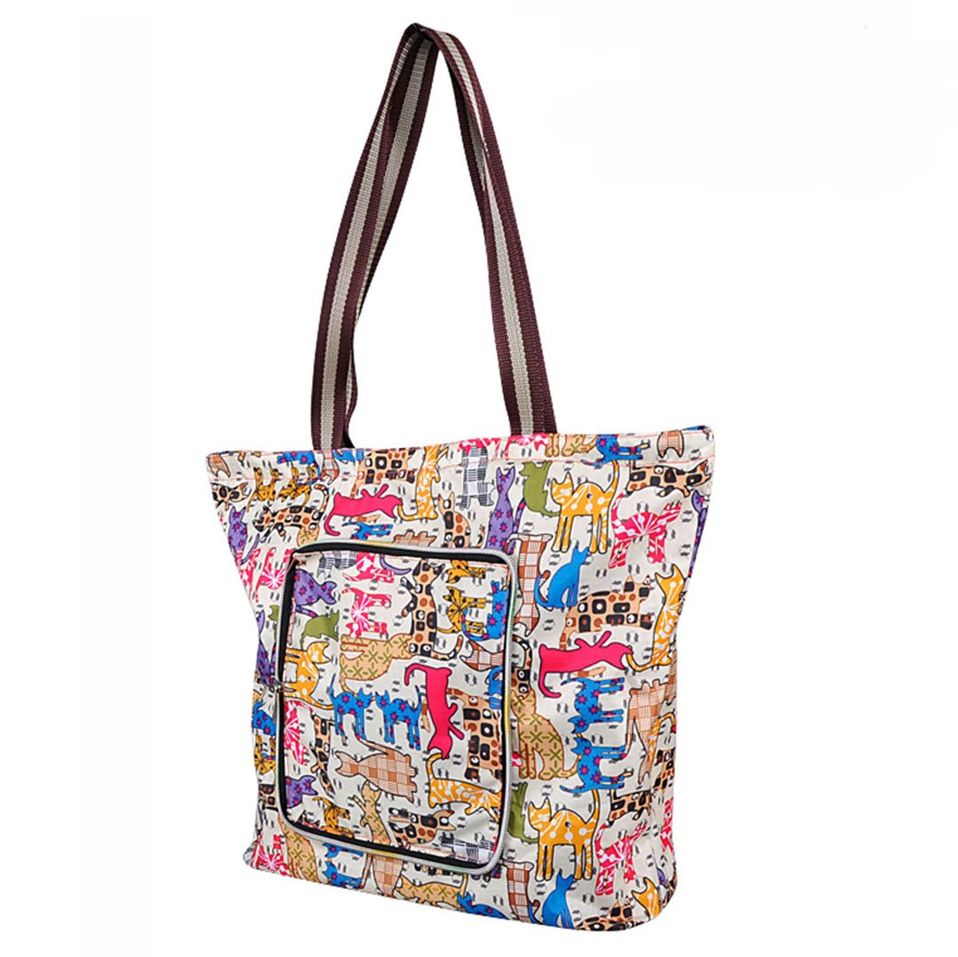 Millya Creative Waterproof Foldable Large Shopping Bag Travel Recycle Bag with Side Pocket