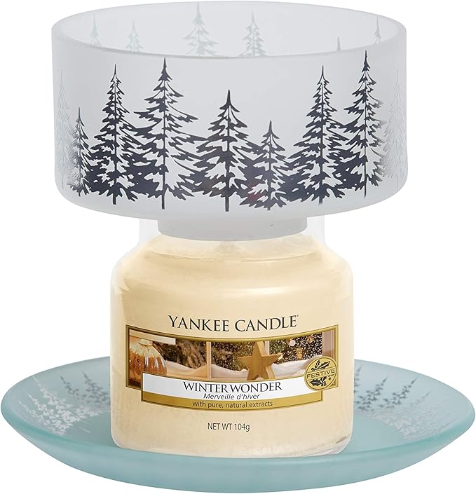 YANKEE CANDLE Winter Trees Piccolo Paralume e Piatto per Candela