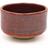 Product of Gifu Japan Ceramic Matcha Bowl, Handmade Chawan Japanese Green Tea Cup, Matcha Mixing Bowl, 400ml 13.6 oz, Brush Stroke Pattern, Red
