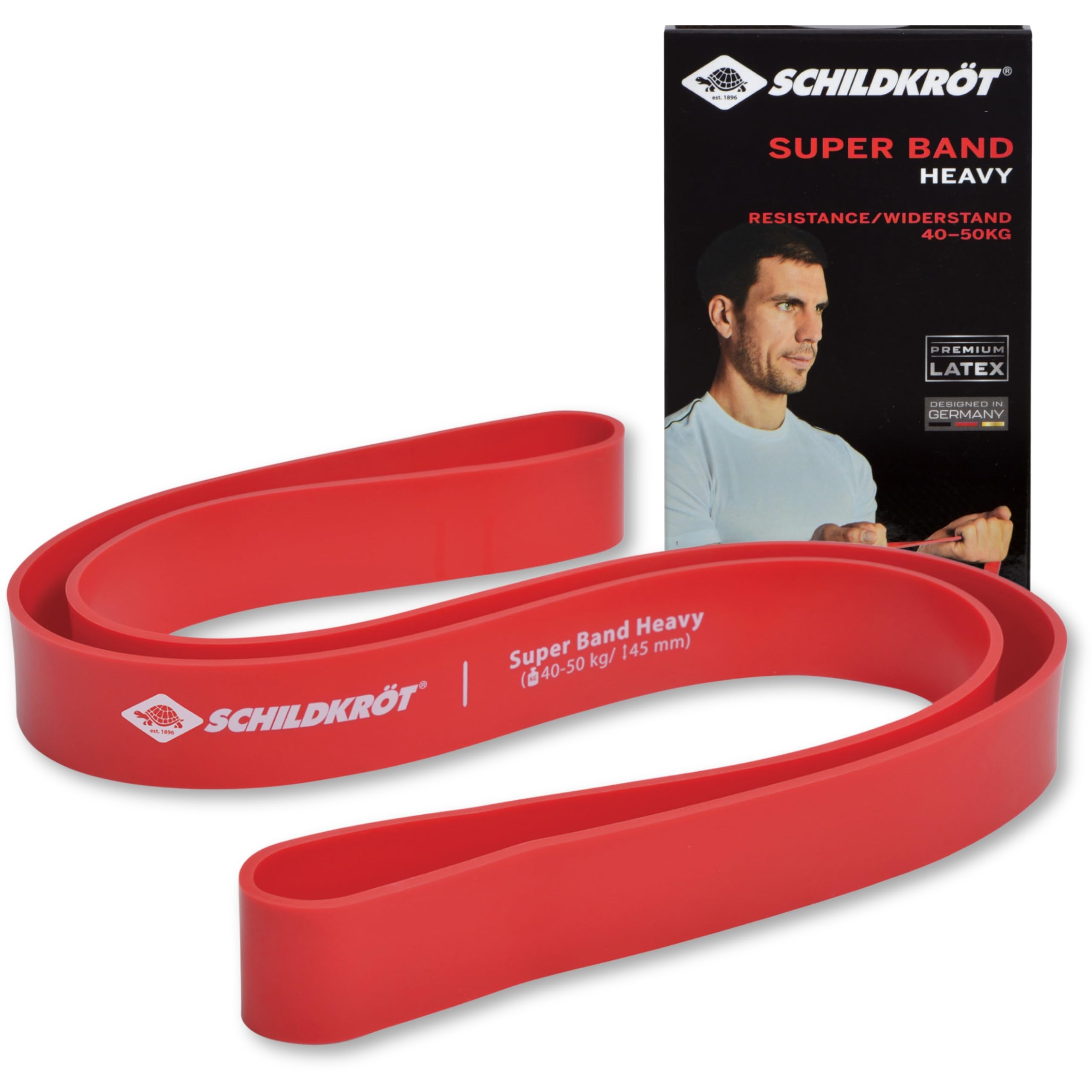 Schildkröt Fitness Super Band Heavy, Premium Resistance Bands 40-50 kg, 45 mm Wide, Red, 960228
