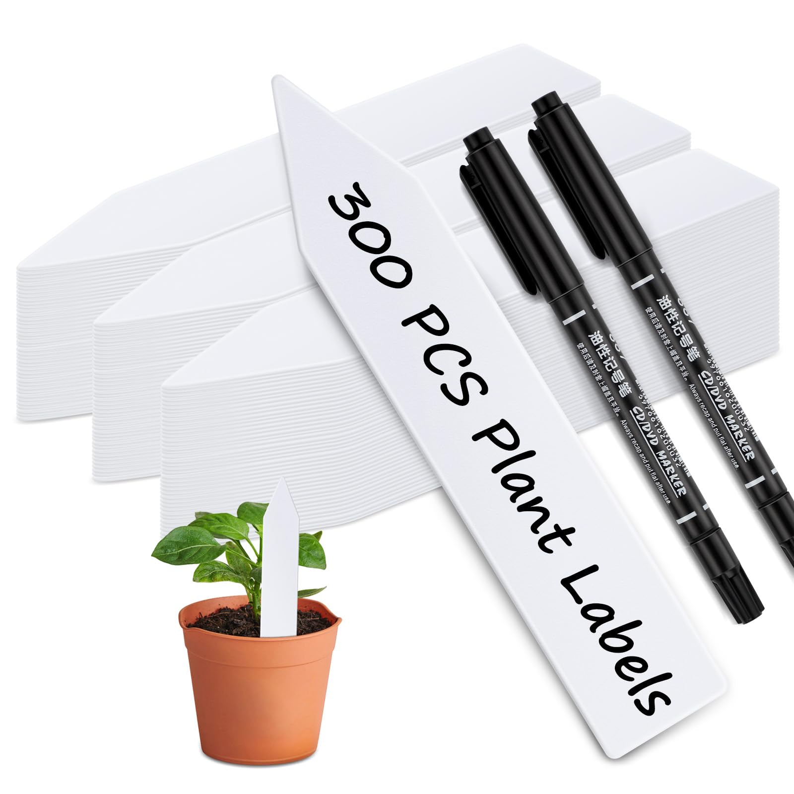 Plastic Plant Labels, 300Pcs Plant Tags Garden Plant Markers Plant Labels for Garden Seed Potted Herbs Flowers Vegetables, Multicolor (300PCS-White)