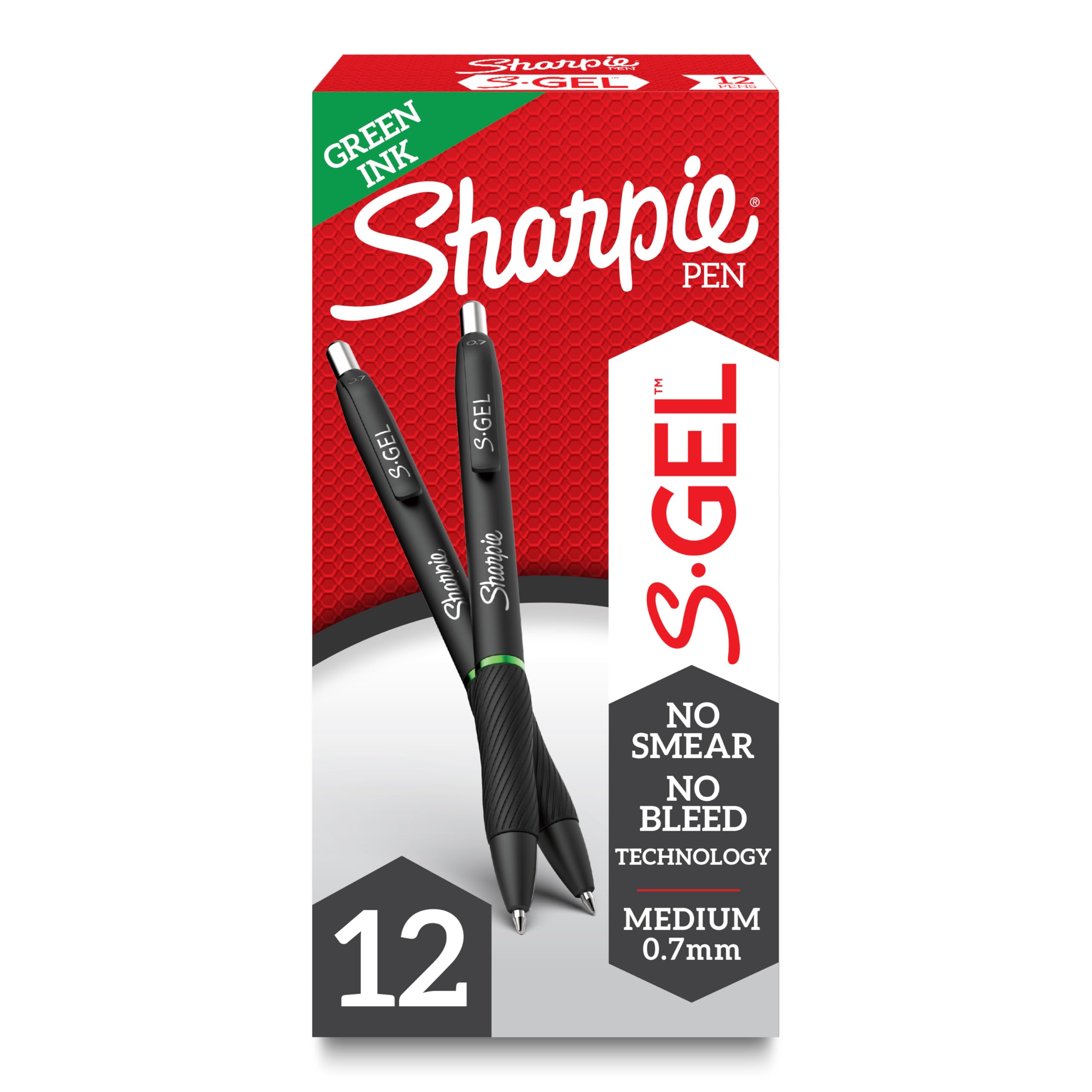 SHARPIE S-Gel Gel Pens Medium Point (0.7mm) Green Gel Ink Pens 12 Count (Pack of 12) Image