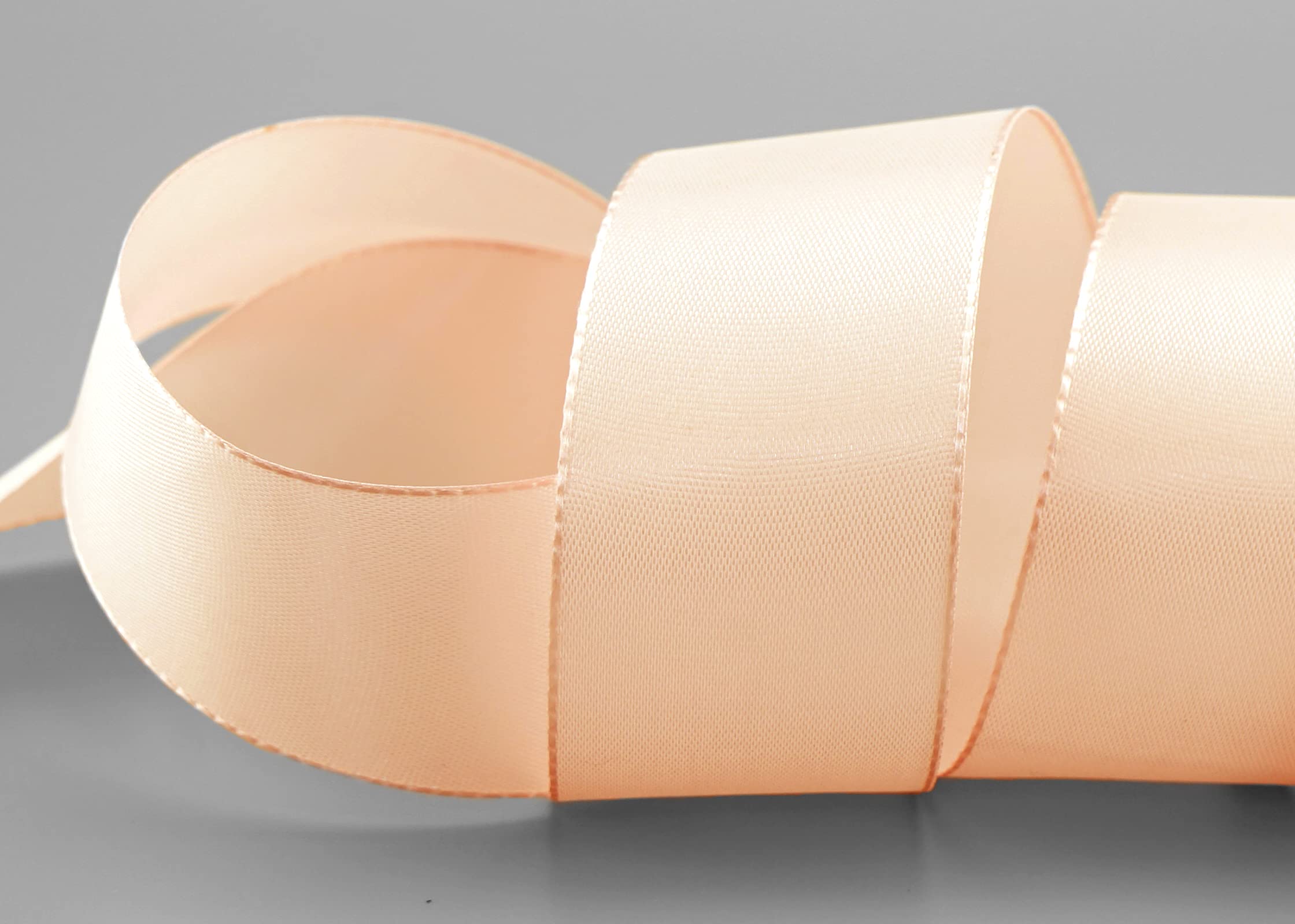 finemark 50 m x 40 mm taffeta ribbon, light apricot, decorative ribbon, gift ribbon, fabric ribbon, table decoration, wedding, Easter, ribbon, visco, taffeta, card making, crafts