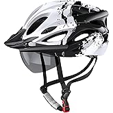 Bike Helmet with USB Rechargeable LED Light Detachable Goggles and Sun Visor, Mountain & Road Bicycle Helmets for Men Women Adult Cycling Helmets