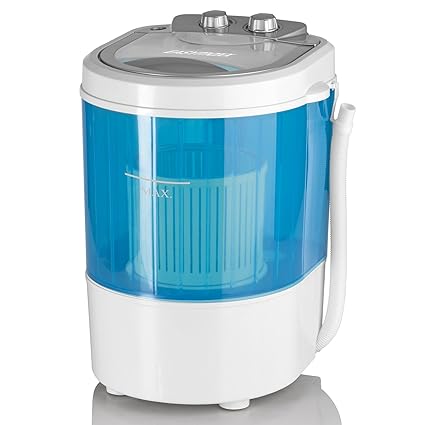 CLEANmaxx 07475 Mini-Waschmaschine, Toplader mit Schleuder Campingwaschmaschine Waschautomat für unterwegs, 3 Kg, 260 W, Blau