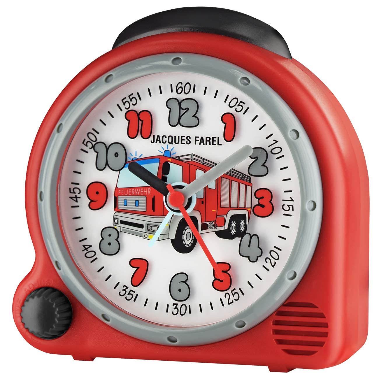 JACQUES FAREL Children's Sound Alarm Clock, red, Size 12 x 12 x 6,5 cm