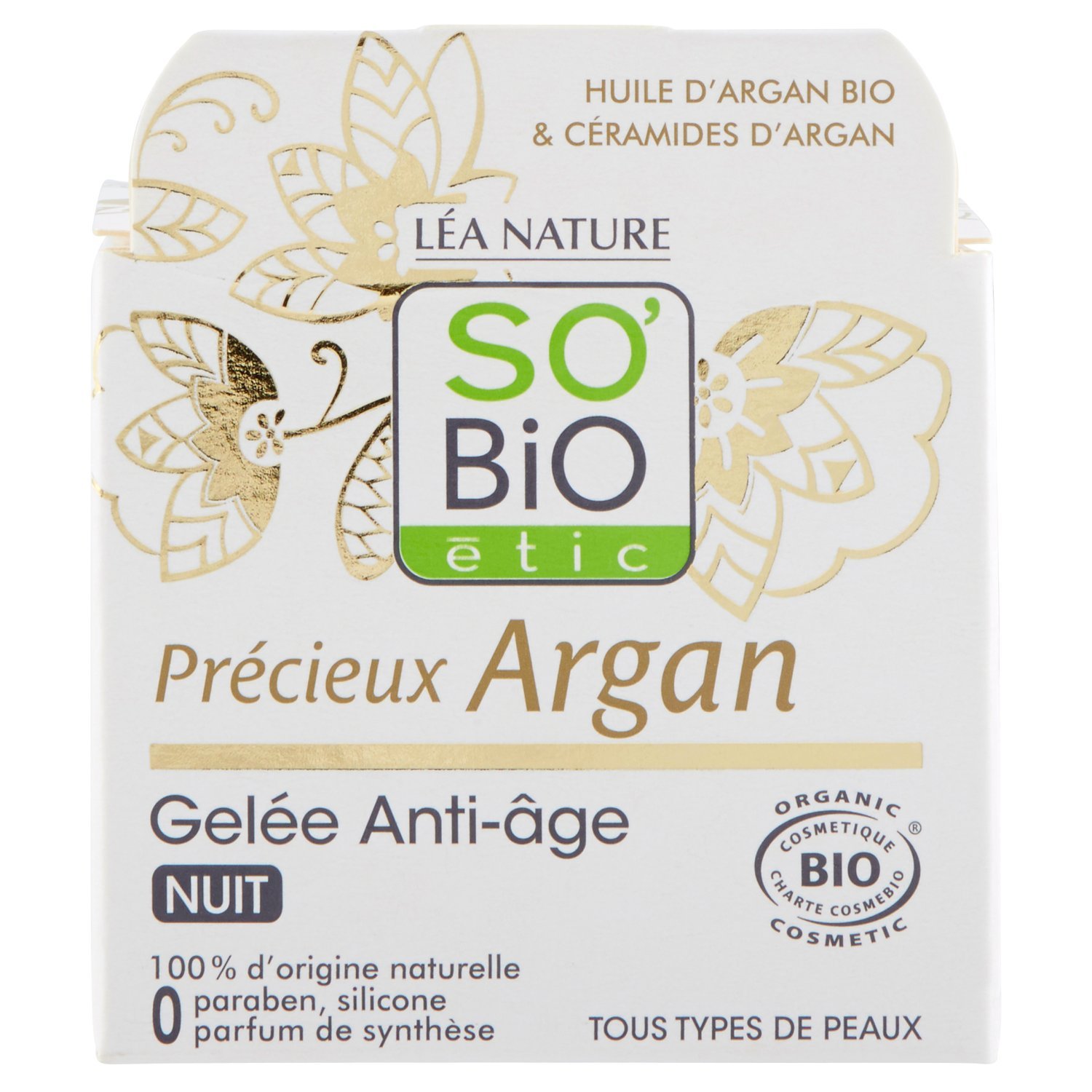 SO'BiO étic Précieux Argan Cosmebio Anti-Aging Night Gel, 40 ml
