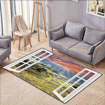 Amazon Com Room Bedroom Floor Rug Cityscape European Decor