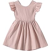 Kionio Baby Girl Toddler Dress Girls Summer Dresses Cotton Sleeveless Halter Tie Back Kid Ruffle Sundress Casual Party Beach