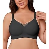 DEANGELMON Wireless Bras for Women Mesh V Comfortable Bralette Supportive Full Coverage Tshirt Everyday Bra