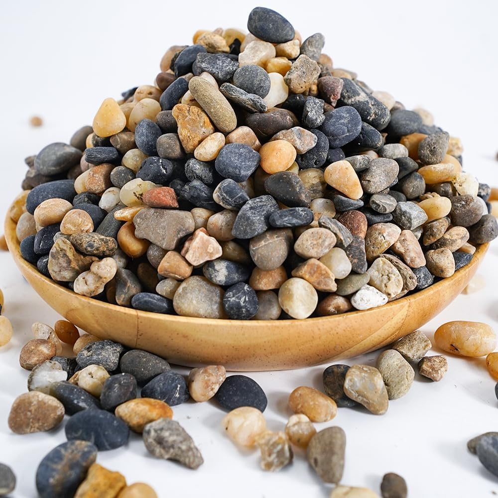 River Rocks Stones Natural Decorative Pebbles Fish Tank Gravel Small Garden Rocks Soil Cover for Aquariums, Landscaping, Vase Fillers, Succulent, Tillandsia, Cactus, Terrarium Plants 2.2lb