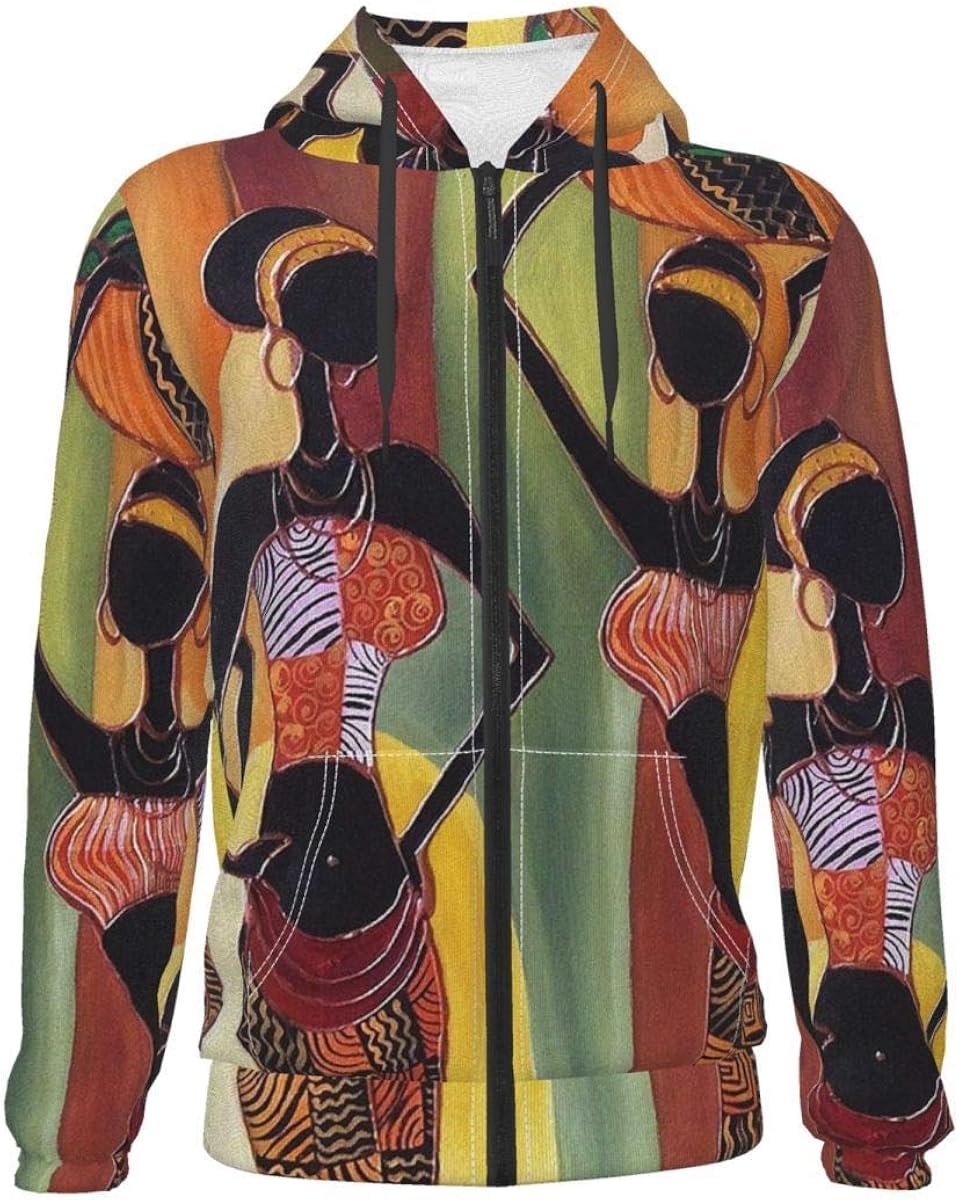 Four African Woman Hoodies for Teen Long Sleeve Zip Up