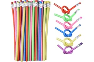 QDXATIVP 48PCS Bendy Fun Pencils for Kids,Magic Bendable Flexible Colorful Pink Gold Soft Rubber Pencils with Erasers for Classroom Gifts,Goodie Bag Fillers,Back to School Supplies (pink gold)
