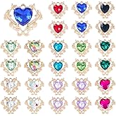 DELORIGIN 26Pcs 13 Styles Heart Shaped Rhinestone Charms Alloy Love Heart Crystal Bead Dangle Pendant Craft Decoration for DIY Earrings Bracelets Necklaces Keychains Jewelry Making