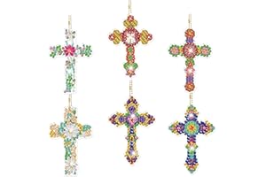 YUE ZHE Diamond Painting Kits for Adults 6PCS Cross Diamond Painting Keychains Diamond Art Kits for Adults Double Sided Rhine