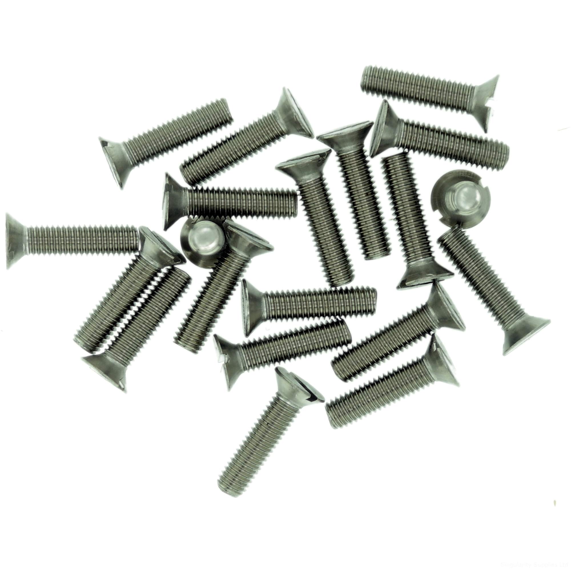 M5 (5mm x 20mm) Slot Countersunk Machine Screw (Bolt) - Stainless Steel (A2) (Pack of 20)
