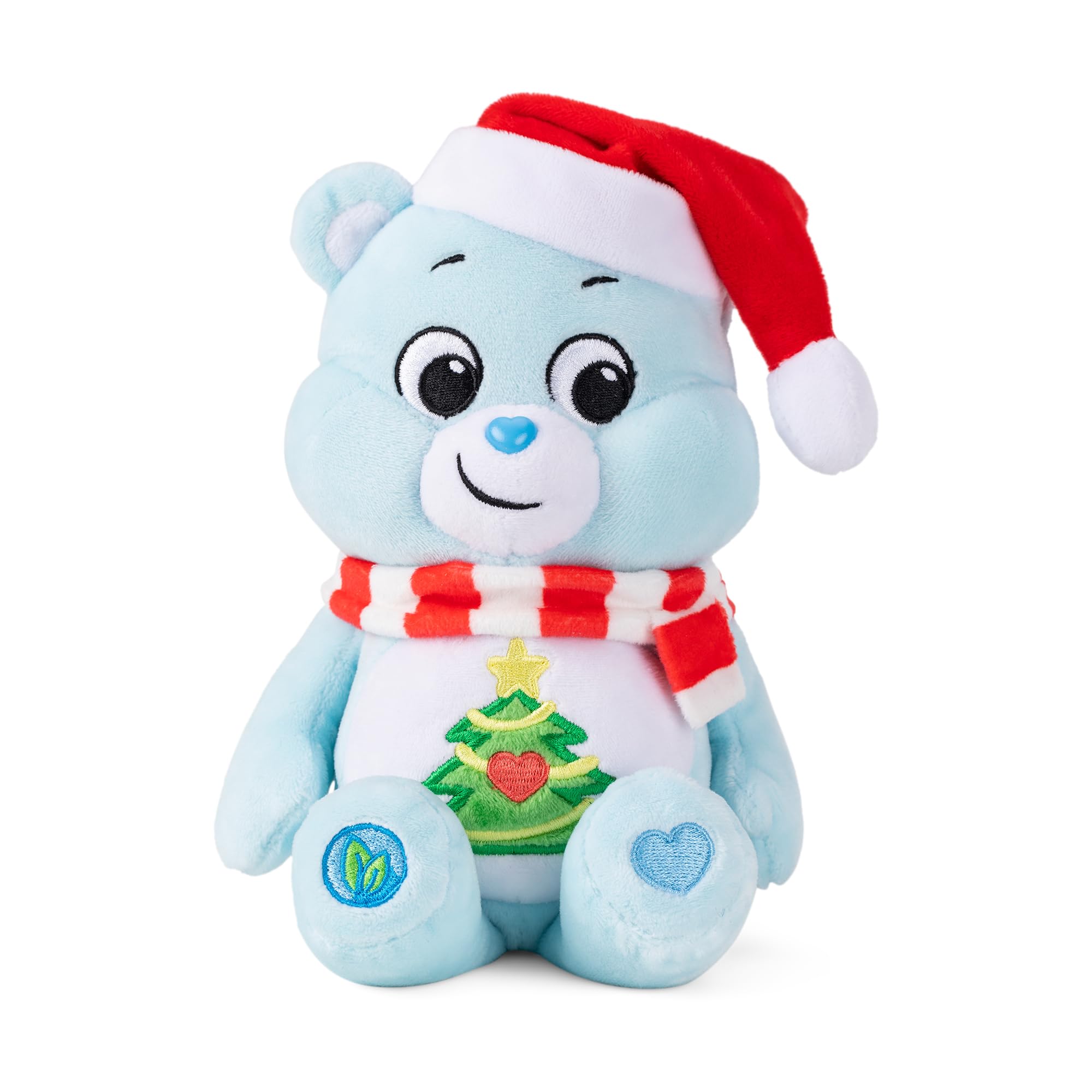 Basic Fun Care Bears | Christmas Wishes Bear 22cm Bean Plush | Collectible Cute Soft Toy with Christmas Tree Badge, Scarf & Hat, Cuddly Toy for Boys and Girls, Plush Teddy for Kids Ages 4 22553