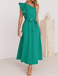 ZESICA Women's 2025 Summer One Shoulder Ruffle