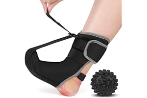 VOOOLO Plantar Fasciitis Night Splint Sock with Massage Ball for Tension Relief, Alleviate Pain from Plantar Fasciitis, Arch Pain, Heel Spur, Foot-drop and Achilles Tendonitis, Soft and Comfortable Foot Brace for Men and Women, Medium-Black