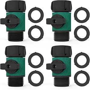 Asgens Garden Hose Shut Off Valve, Garden Hose Turn Off Valve Garden Hose Connector Set with Rubber Washers 8 Pc+ Valve 4 Pc, Standard 3/4" Thread