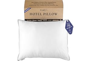 FluffCo Zen Fluff Pillows - Down Alternative - Standard/Queen Bed Pillow for Sleeping Made in USA - Luxury Hotel-Quality Pillow - Gift for Home - 100% Cotton, 300 Thread Count (Soft Queen Size 1 Pack)