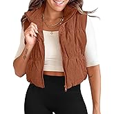 Tankaneo Womens Cropped Puffer Vest Corduroy Lightweight Sleeveless Padded Coat Zip Up Warm Outerwear
