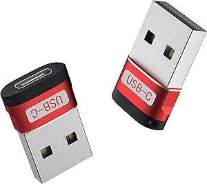 (2-Pack) USB A Male to USB Type C Female Adapter Charger Cable Converter, C Dongle Compatible with iPhone 11 12 Mini Pro Max,iPad 2020,Samsung Galaxy Note 10 S21 S20 Plus,Google Pixel 5 4A 3a (Red)