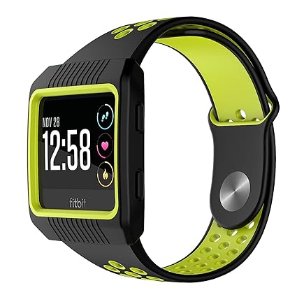 Fitbit Ionic Bands and Case,MYRIANN Accessories Set with Silicone Sport Band and Protective Case Cover for Fitbit Ionic Smart Watch (Black/Fluorescent ...