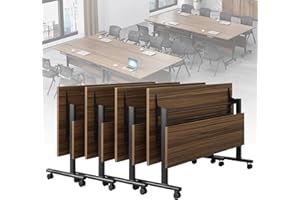 LENYEDR Conference Room Table,Folding Conference Table,Flip Top Rolling Mobile Table with Silent Locking Wheels,Modern Portable Seminar Training Meeting Table Business Tables (1 Pack, 47.2x23.6x29.5inch)