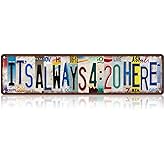 TREEPERI Vintage It's always 4：20 here Street Sign Wall Decor Metal Tin Signs for Bar Home Bedroom Garage
