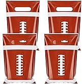 Hxezoc 50 Pieces Football Gift Bags with Handle, Plastic Treat Candy Bag Sport Favor Bags For Kids Birthday Party Decoration Supplies