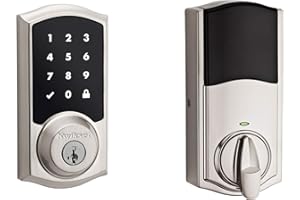 Kwikset SmartCode 916 Z-Wave Smart Lock, Keyless Entry Zwave Door Lock, Touchscreen Electronic Deadbolt, SmartKey Re-Key Security, Smart Hub Required, Traditional Satin Nickle