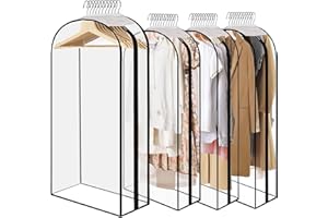 LOYUKT 10" Gusseted All Clear Garment Bags for Hanging Clothes with Side Zipper Access - Extra Large Capacity Clothing Storag