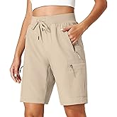 Ksmien Women's Hiking Cargo Shorts Quick Dry Lightweight Summer Shorts with Zipper Pockets for Travel Golf Camping