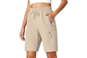 Ksmien Women's Hiking Cargo Shorts Quick Dry Lightweight Summer Shorts with Zipper Pockets for Travel Golf Camping