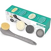 VOYOR Electric Body Brush Back Scrubber Silicone Body Scrubber Two-Way Rotating Brush Head for Deep Cleaning, Exfoliation, 4 Attachments Long Handle IPX6 Rechargeable Shower Brush BC300 (Grey)