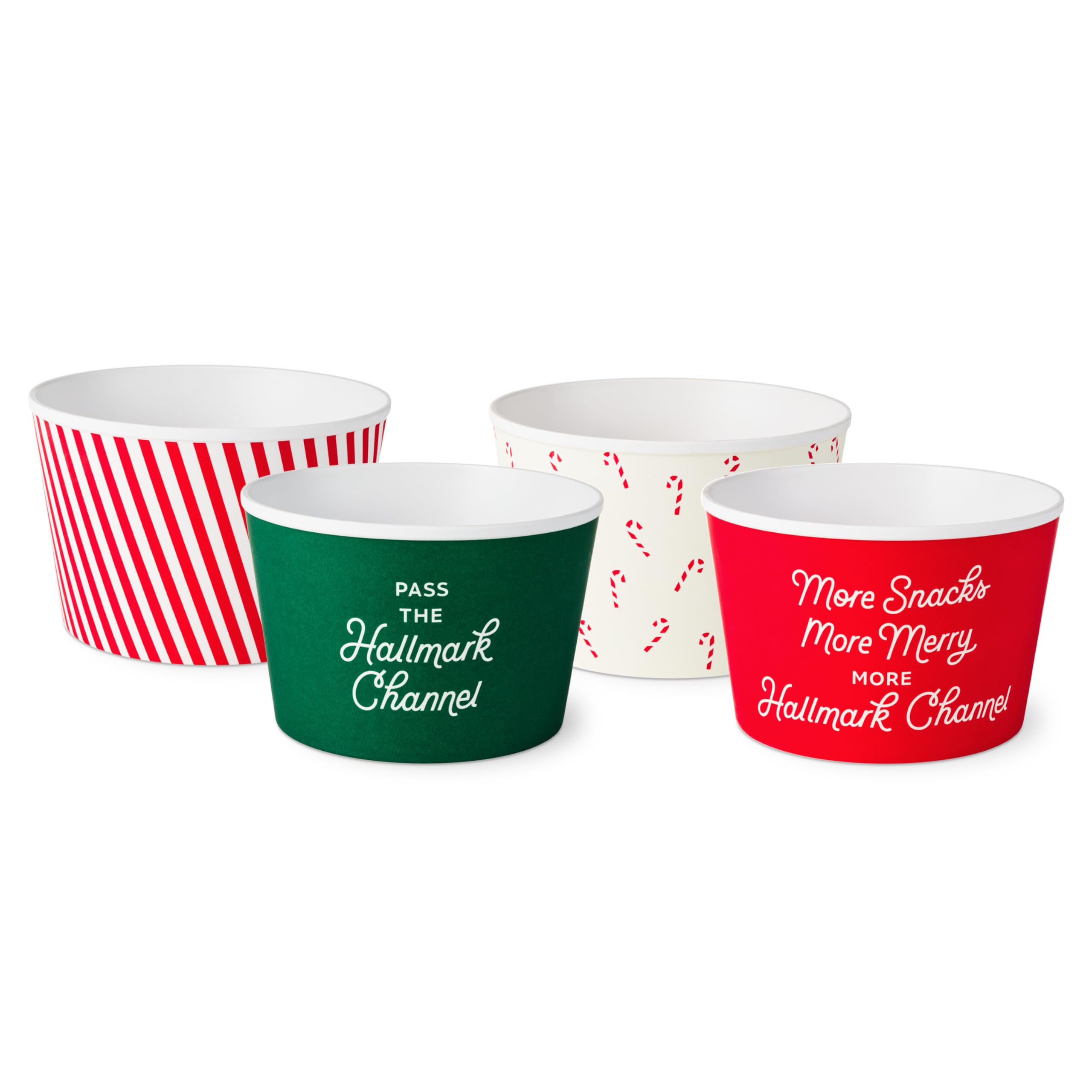 Hallmark Channel Holiday Movie-Watching Popcorn Snack Bowls (Set of 4) for Christmas Parties, Movie Nights, Celebrations