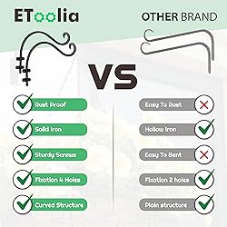 Etoolia Set of 2 Heavy-Duty Plant Hangers -12-Inch