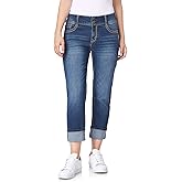 WallFlower Luscious Curvy 23.5” Mid-Rise Cropped Jeans for Women, Insta Stretch Denim Juniors Jeans