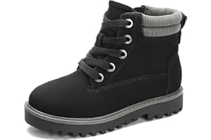 MIXIN Girls Boys Combat Hiking Snow Boots Waterproof Non-Slip Fashion Work Ankle Boots with Lace Up Side Zipper for Little Big Kids