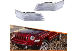 ADIIL Front Parking Light Turn Signal Directional Lamp Kit For 07-17 Jeep Patriot,Clear Lens Driver Left+Passenger Right