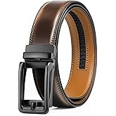 LCG LUCHENGYI Men's Ratchet Belt, 1 3/8'' Leather Dress Belt for Gift Men Dress and Casual, Trim to Fit