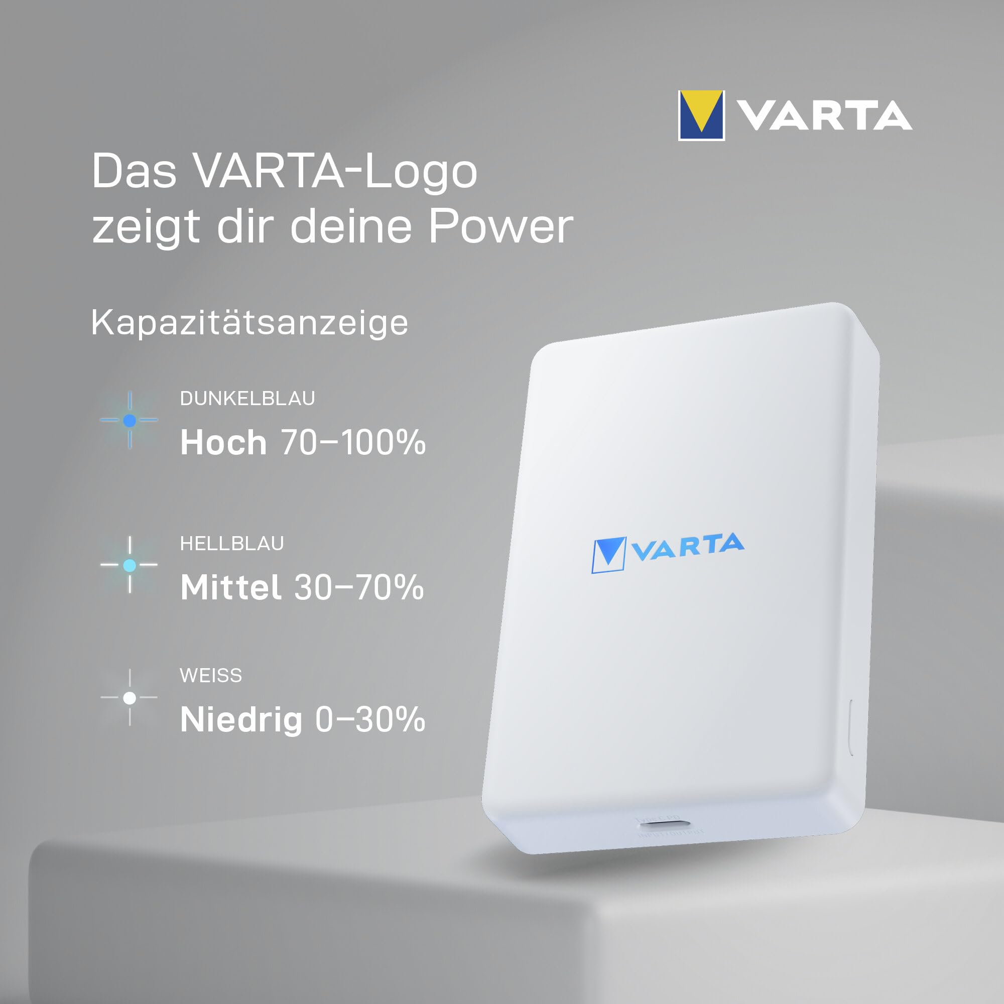 VARTA Power Bank 5.000mAh, magnetische kabellose Powerbank, Mag Pro, Wireless, 7,5W, Ladegerät mit USB Typ C, kompatibel mit MagSafe & Qi Standard (für Kompatibilität mit iPhones & Android), weiß 2