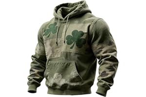 St Patricks Day Hoodies for Men Pullover Irish Accessories Sweatshirt Shamrock Clover Graphic Shirt Holiday Outfits