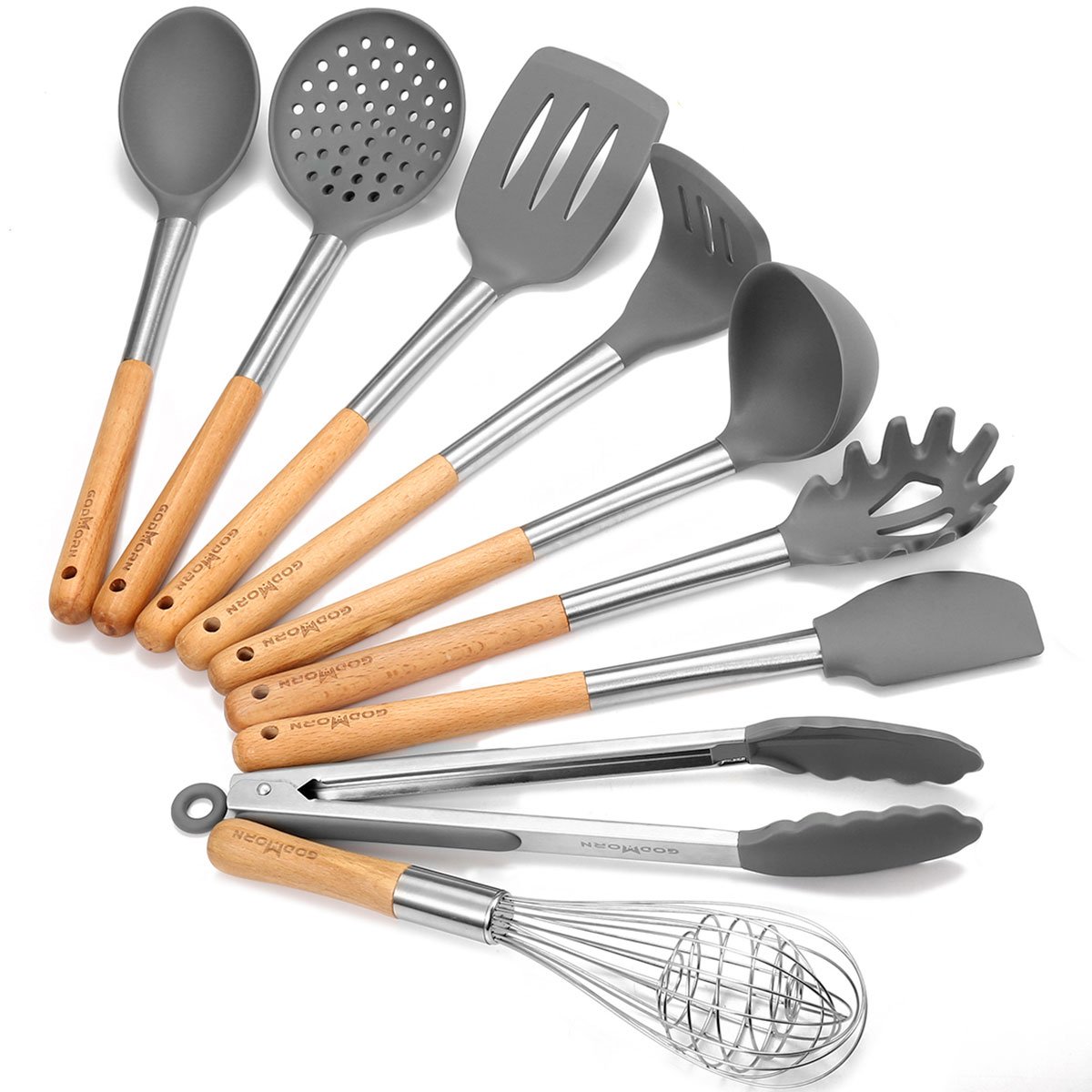 Godmorn Set di Utensili da Cucina (9 Pezzi), Utensili da Cucina in Silicone Antiaderente, per