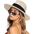 FURTALK Womens Mens Wide Brim Straw Panama Hat Fedora Summer Beach Sun Hat UPF Straw Hat for Women