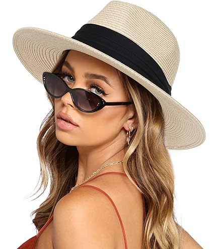 Wide Brim Porkpie Fedora UPF50 Panama Jazz Hat for Beach Hiking Manunclaims Women or Men Solid Color Wide Brim Fedora Felt  main image 3